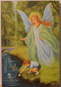 "Anioł Stróż" z chłopcem nad wodą